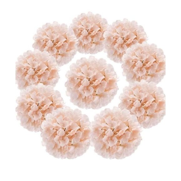 Other - 10 piece | Blush Pink Silk Hydrangea Flower with Stems Wedding Home Bouquet